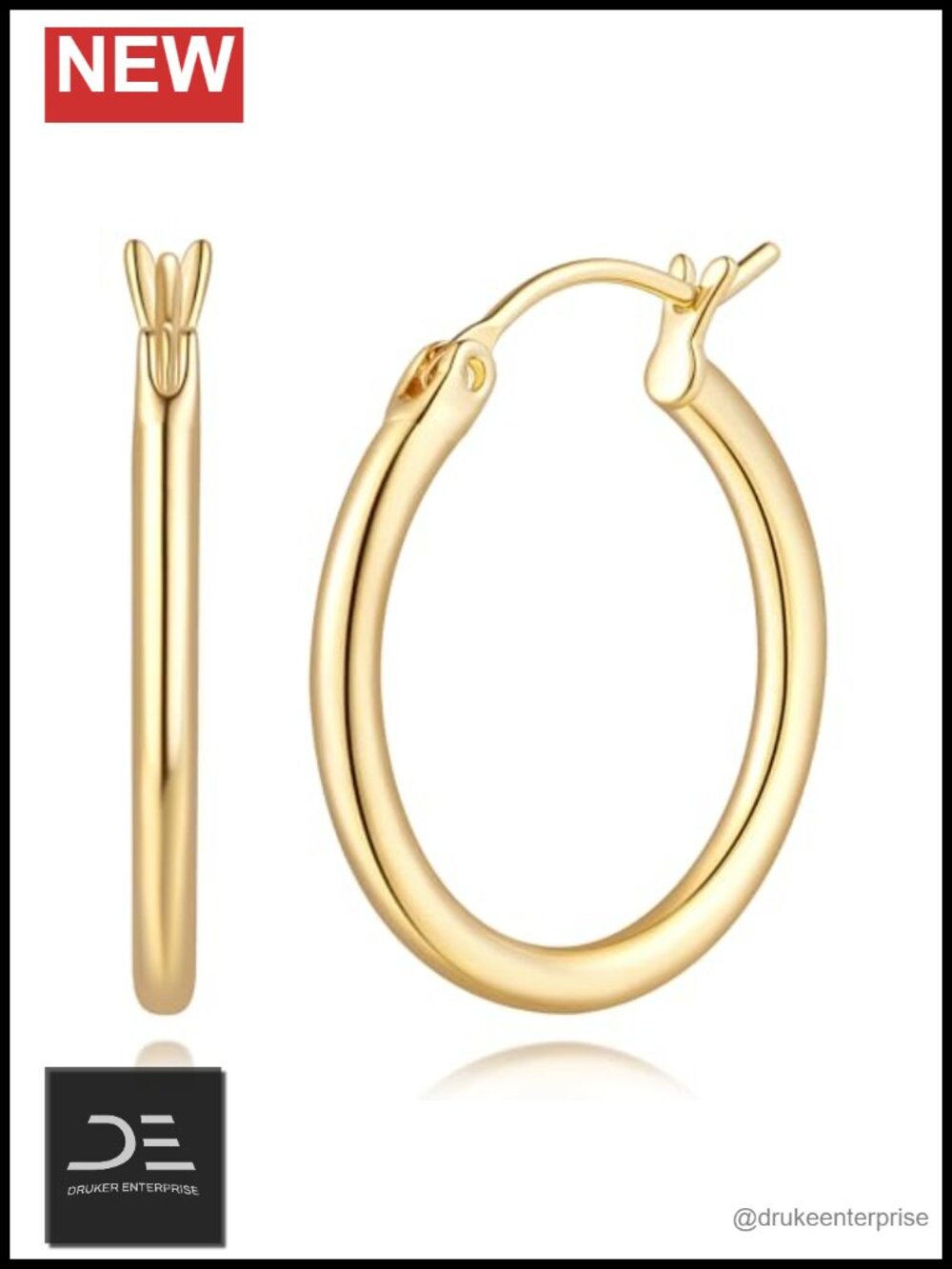 14K Gold Plated Hoop Earrings for Women Small to Large Sizes